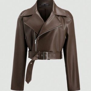 Fashion Design PU Leather Cropped Motorcycle Jacket