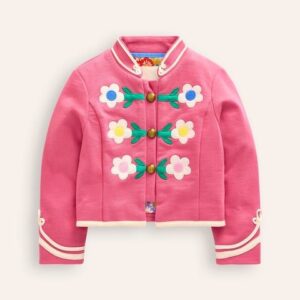 Mini Boden Kids' Floral Applique Kint Military Jacket